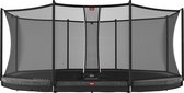 BERG Trampoline Grand Favorit met Veiligheidsnet - Safetynet Comfort - InGround - 520 x 350 cm - Groen - Voordeel Pakket met Afdekhoes Grijs