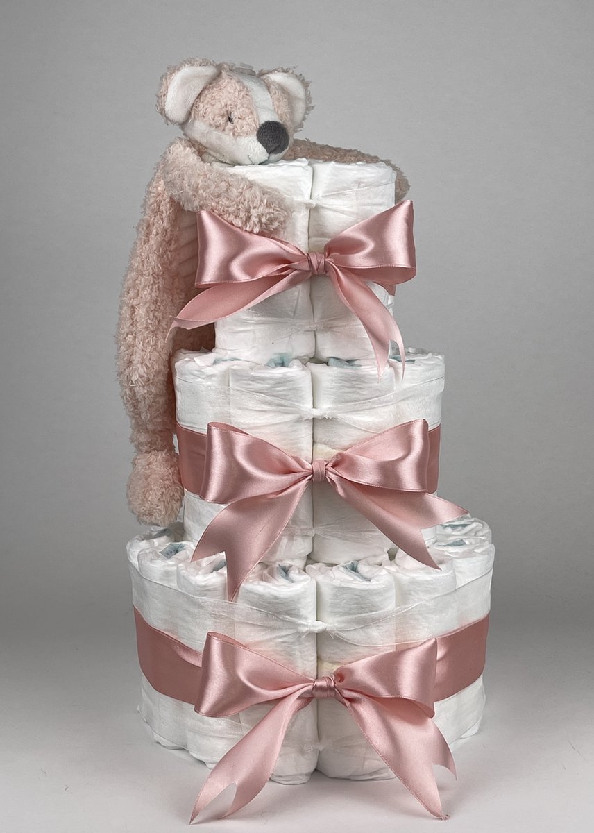 Goedkoopste Chouette-Chouette | Luiertaart Meisje | Kraamcadeau | Geboorte Meisje | Babyshower | Tuttle Happy Skunk donker Poeder Roze