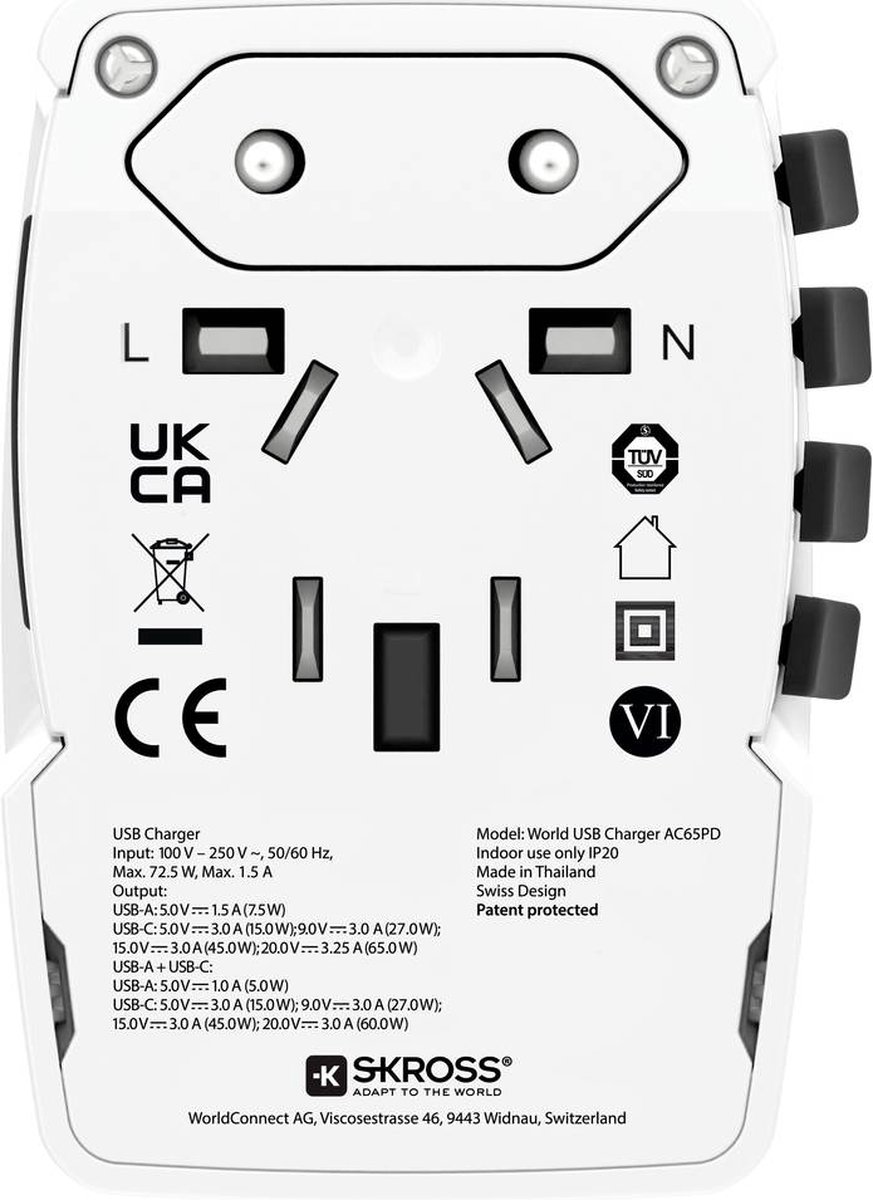 Skross 1500268 Adaptateur de voyage Country Adapter World to USA