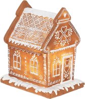 Clayre & Eef Décoration de Noël avec éclairage LED Maison 17 cm Marron Polyrésine Maison en pain d'épices