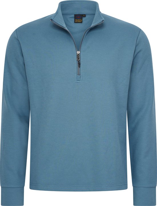 Mario Russo Pique Longsleeve Shirt - Trui Heren - Sweater Heren - Coltrui Heren - M - Blauw