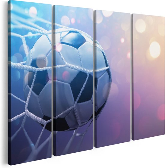 Artaza Canvas Schilderij Vierluik Voetbal Bal Door Het Goal Heen - 160x120 - Groot - Foto Op Canvas - Canvas Print