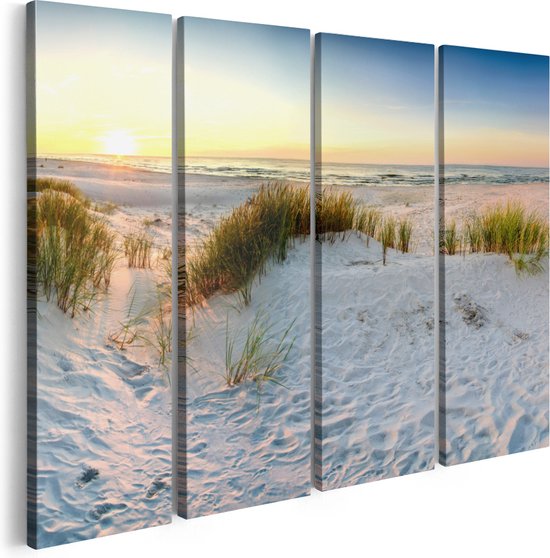 Artaza Peinture sur Toile Quadriptyque Plage et Dunes au Coucher du Soleil - 160x120 - Groot - Photo sur Toile - Impression sur Toile