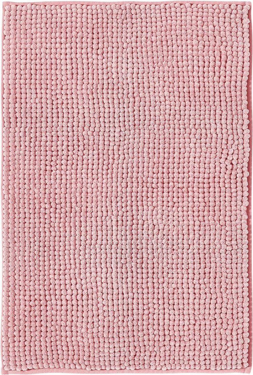 Badmat antislip, combineerbaar als badmatset, badkamertapijt, badmat, wasbaar van chenille, douchemat voor douche, badkuipen, wc-decoratie, roze, 50 x 80 cm