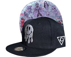 Capiche® Snapback Pet Heren – Wall Drawing – Zwart – Verstelbaar met Druksluiting – Sportcap – Baseball Cap – Mannen Pet – Muurtekening Pet