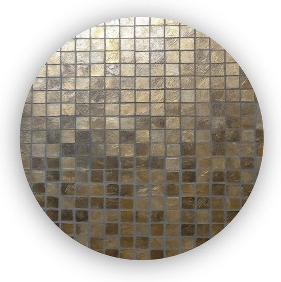 Abstract schilderij goud 90x90 cm - Forex muurcirkel - Abstractie - Woonkamer schilderijen rond - Slaapkamer muurcirkel - Kunst - Abstracte vormen
