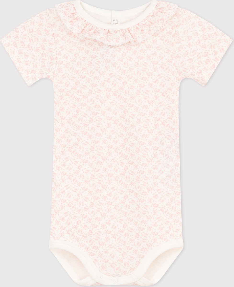 Petit Bateau Babybody met korte mouwen en kraagje van katoen Meisjes Rompertje - Roze - Maat 68