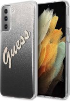Guess Glitter Vintage Backcase hoesje Samsung S21 Plus Zwart