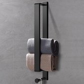 Porte-serviettes noir, barre porte-serviettes autocollante, sans perçage, acier inoxydable, 43,5 cm, porte-serviettes invités, porte-serviettes de bain, adhésif avec crochets, pour salle de bain