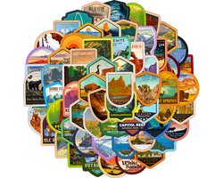 Nationale Parken van de Verenigd Staten van Amerika - 61 stickers - USA natuur Stickers set - 4CM