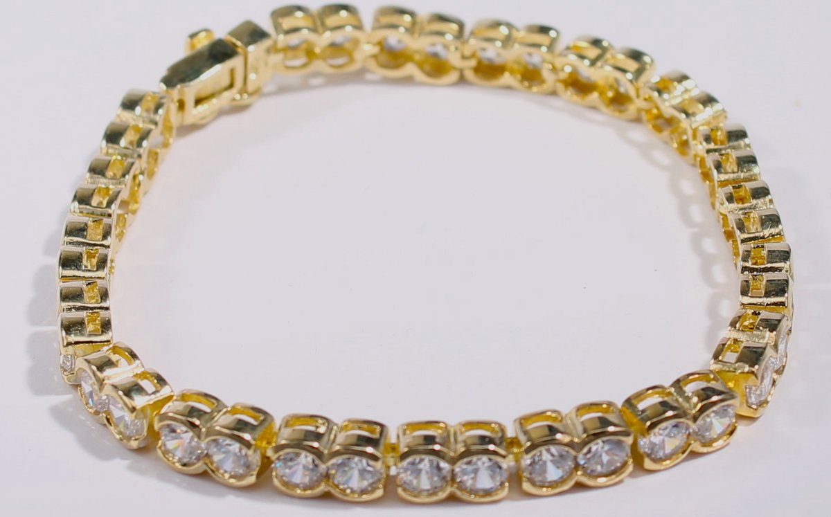 Brigada tennisarmband 925 sterling zilver 14 karaat verguld met briljant geslepen zirconia's