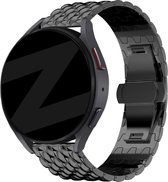 Bandz universeel 20mm stalen band 'Dragon' geschikt voor Samsung Galaxy Watch Active 1/2 40 & 44mm / Watch 1 42mm / Watch 3 41mm / Gear Sport / Polar Ignite 1-2-3 / Unite / Pacer - Hoogwaardig staal - Inclusief horloge inkorter - zwart