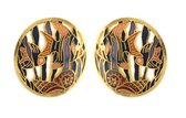 Behave Boucles d'oreilles clous rondes pour femmes avec poisson couleur or