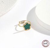 Soraro Klaver Ring | 18K Goldplated | Groen | Klemring| Klavertje vier | Dames Cadeau | Moederdag | Moederdag cadeau