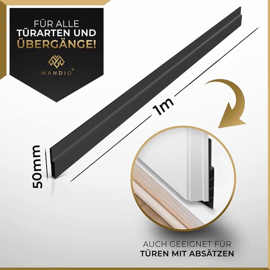 Tochtstrip XL 2600mm glaspui mat zwart