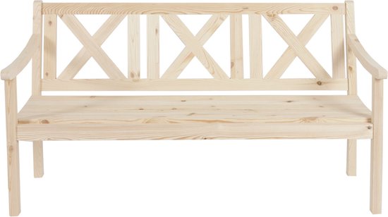 Cosmo Casa - Mobilier de jardin - Canapé trois personnes - Massief Hout - Accoudoirs - Production Européenne - Bois de pin - Couleur naturelle