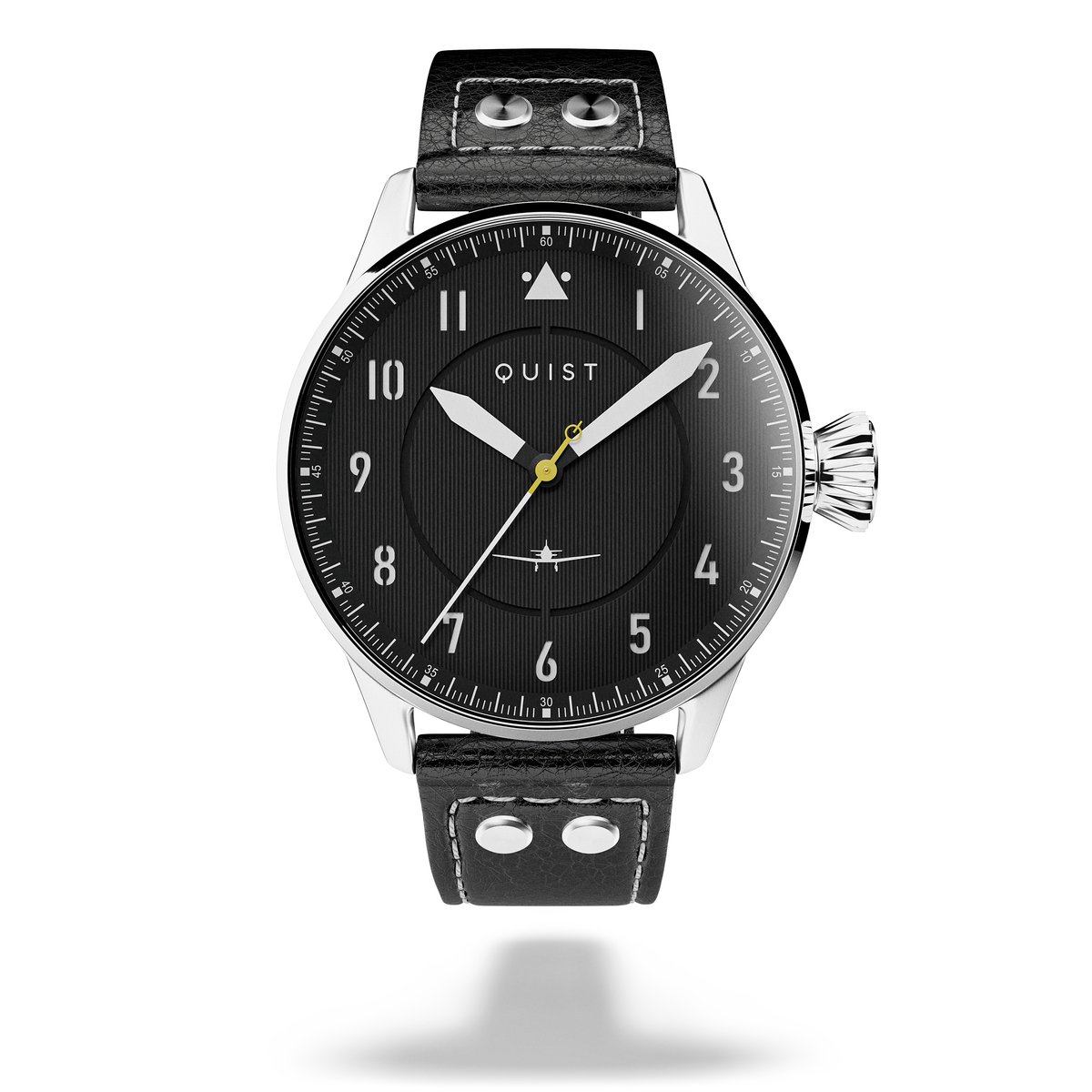 QUIST - Maverick herenhorloge - zilver - zwarte wijzerplaat - zwarte lederen horlogeband - 40mm