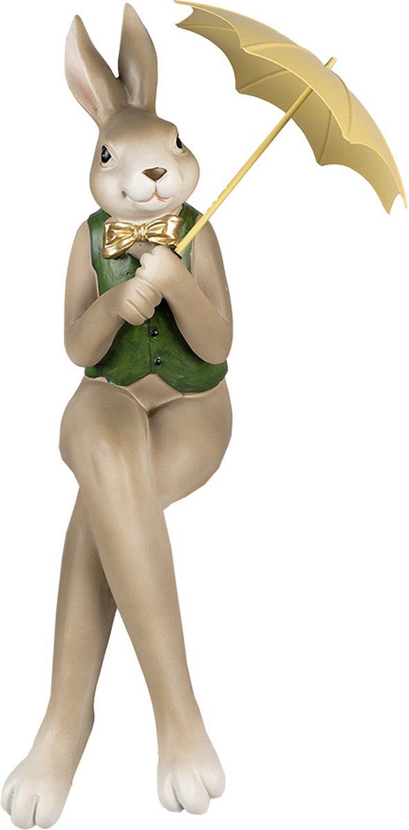 Clayre & Eef Beeld Konijn 43 cm Bruin Groen Polyresin