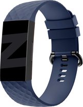 Bandz siliconen band 'Classic' geschikt voor Fitbit Charge 3 / Charge 4 - Hoogwaardig siliconen materiaal bandje - Ideaal voor dagelijks gebruik - donkerblauw siliconen bandje - maat L