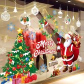 Kerst raamstickers grote kerstman kerstboom sneeuwvlok geschenkdoos herbruikbare dubbelzijdige kerststickers PVC raam klampt voor kerstdecoratie (rood en groen)