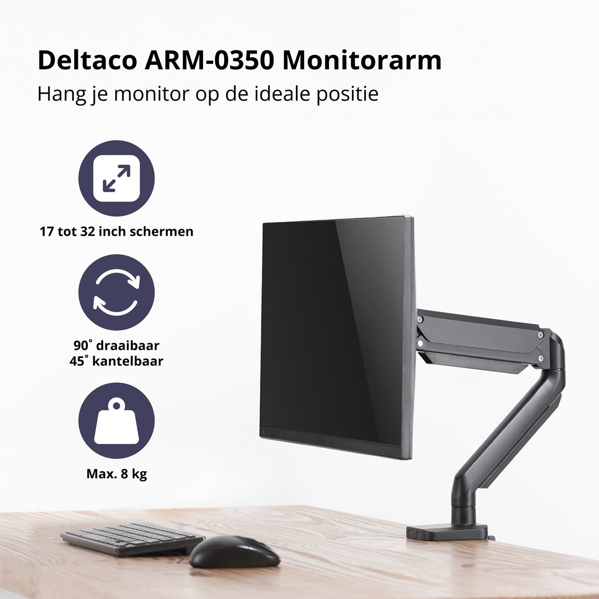 Deltaco Monitor Arm 17-32 Inch Verstelbaar thumbnail 2