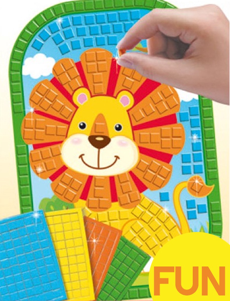 Creatieve knutselset voor kinderen, 16 stuks, plakstippenstickers, kleurrijk karton om te knutselen, mozaïekfoto's, doe-het-zelf kunsthandwerk stickers