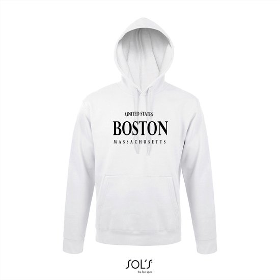 Hoodie 3-205 Boston Massachusetts - Wit, 4xL