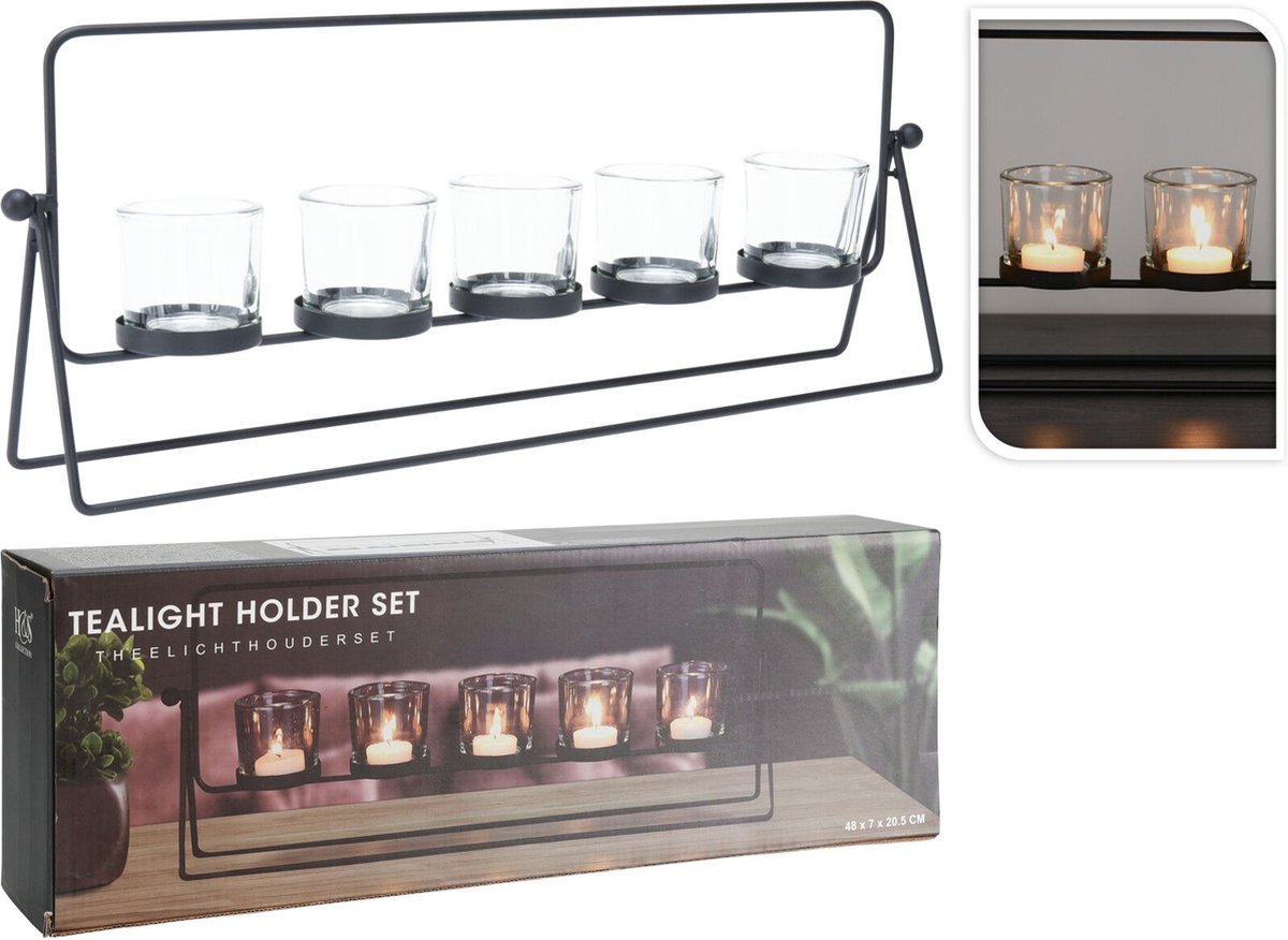 Wiljan - Theelichthouder - Metaal voor 5 kaarsen - Tealight holder set