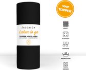 Jacobson - Hoeslaken Topper - 200x200cm - Jersey Katoen - tot 10cm matrasdikte - Zwart