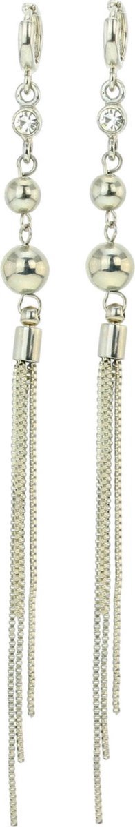 Behave - Oorhangers dames zilverkleur - Lange hanger - Avondtrend stijl