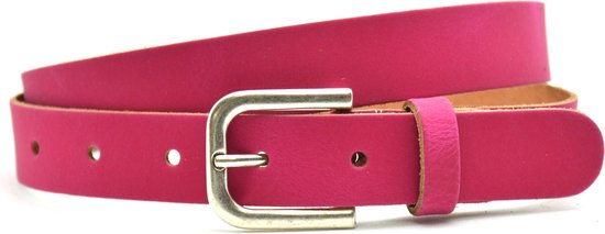 Dames riem Leer- Fuchsia - Riemmaat 105 - Totale lengte 120 cm