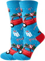 Kerst sokken, christmas, 2 PAAR, auto, car , kado, kerst, maat 38-45, kerstboom, cadeautip!