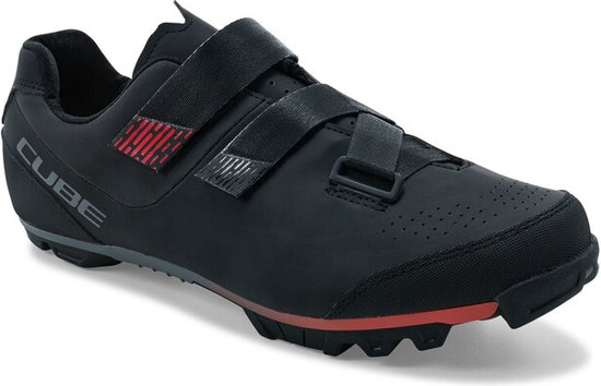 CUBE Fietsschoenen MTB Peak - Sportschoenen - Met klittenband - Zwart/Rood - Maat 44