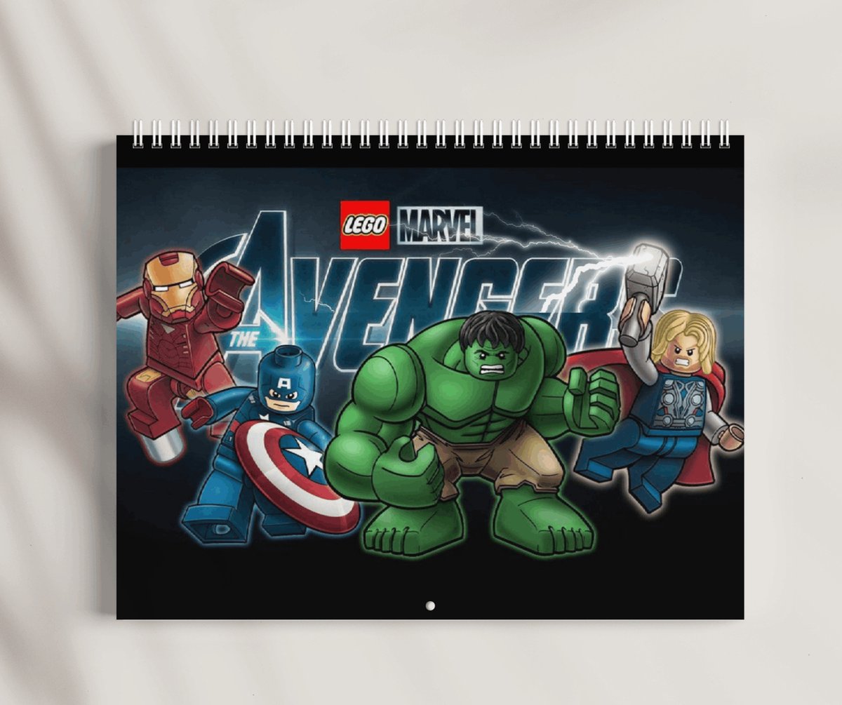 Lego Marvel verjaardagskalender - Marvel avengers - Spiraal A5 - Cadeau voor kind - Kerstcadeau - Marvel legends - Verjaardag - Wandkalender
