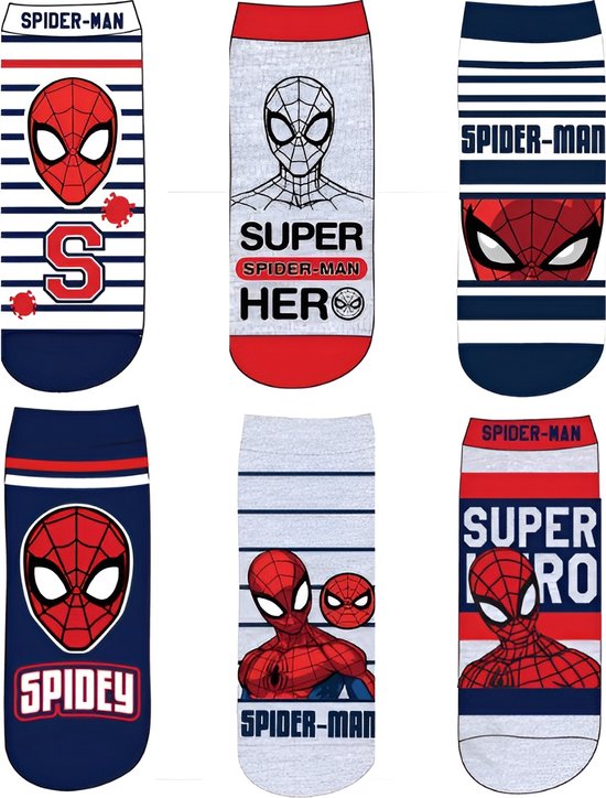 Spider-man - chaussettes garçon coton 6 paires - Taille 31-34
