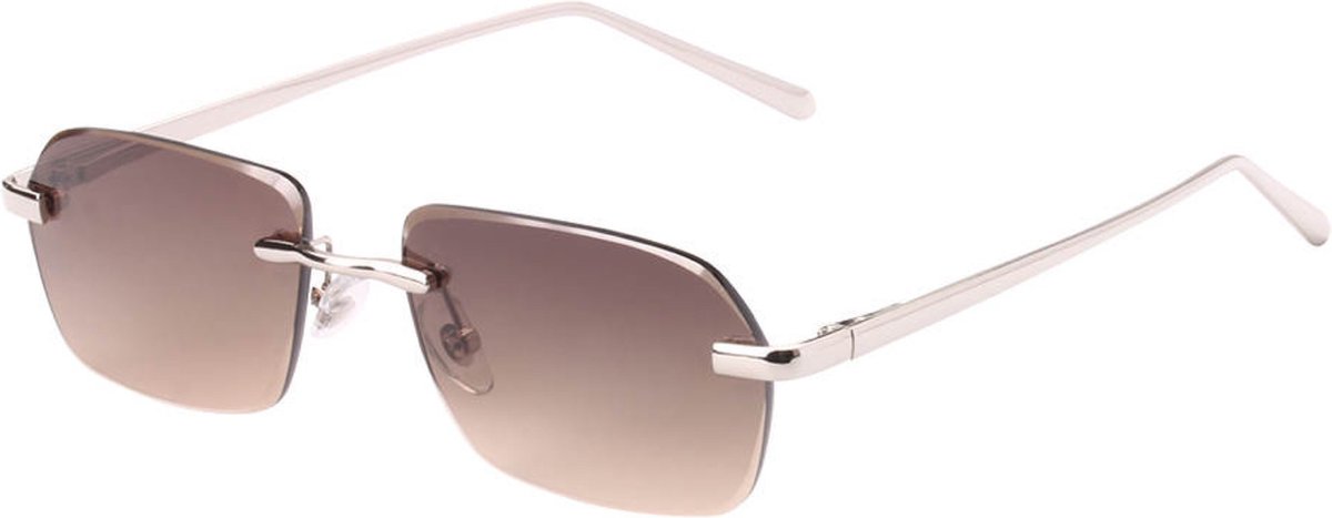 VIP DESIGNER Luxury Diamond Cut Brown Grey | Silver - Zonnebril Heren En Dames Sunglasses UV Protected - Bril - Lenzen