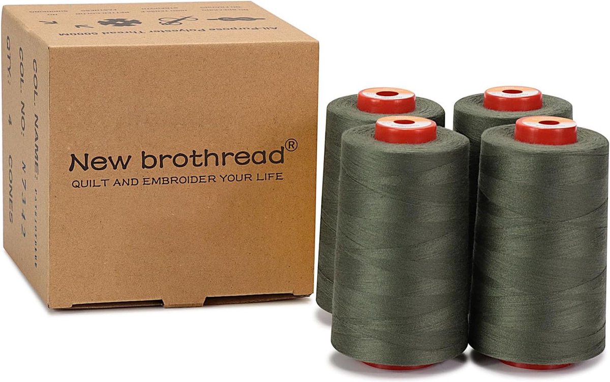Unbranded 4 Grote Kegels van 5000m polyester naaigaren voor alle doeleinden 40S 2 (Tex27) voor naaien quilten patchwork serger en overlock Evergreen