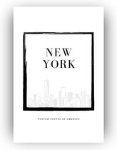Skyline New York 40x60 cm - New York skyline poster - Posters - Skyline New York zwart wit - Skyline steden wanddecoratie - Amerika - Zwart wit poster
