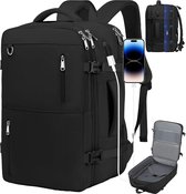 Travel Backpack for Men and Women, Large Carry-on Backpack, Expandable Carry-on Bag, 17 Inch Laptop Backpack for Travel, Hiking, Outdoor, Black, black