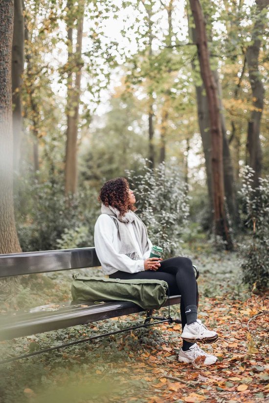 Yogatas met trekkoord katoen eco olijfgroen - Lotus van Merkloos — afbeelding 3