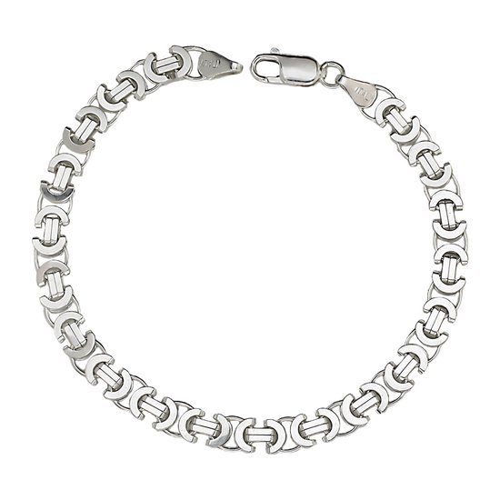 Juwelier Zwartevalk zilveren platte koningsschakel armband - ET 60/22cm -