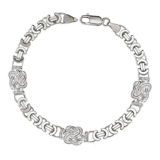 Juwelier Zwartevalk zilveren platte koningsschakel armband met mattenklopper - ET 60-M/21cm -