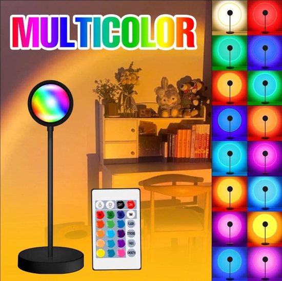 Projecteur de Chevet - Multicolore avec Télécommande - Ambiance - Décoration - Lampe LED - Bureau - Chambre - USB