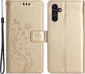 Coverup Bloemen & Vlinders Book Case - Geschikt voor Samsung Galaxy S23 FE Hoesje - Goud