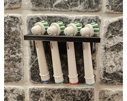 Tandenborstelhouder voor 4 opzetborstels inclusief Tesa bevestigingsstrip - Oral-B opzetstukjes houder (muv iO) - Badkamer organizer