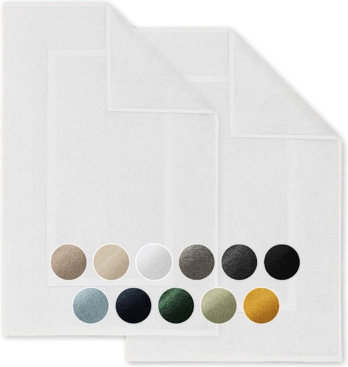 set van 2 badmatten, badmat - zachte douchemat, 100% katoen, Oeko-Tex gecertificeerd, 51x79 cm, wit