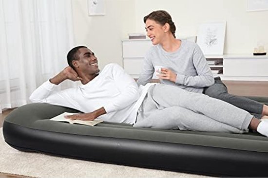 Luchtbed met Ingebouwde Pomp - Luchtbed Zelfopblaasbaar - Slaapmat Zelfopblazend - Luchtbed 2 Persoons met geïntegreerde accupomp Dubbel XL/lo 203 x 152 x 30 cm - Grijs van Active Era — afbeelding 2