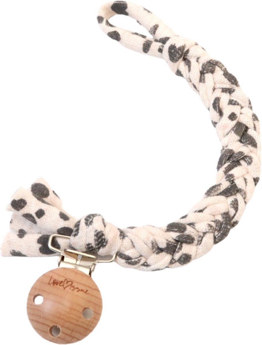 Goedkoopste LOVEissue speenkoord gevlochten katoen - Houten clip - Siberian tiger