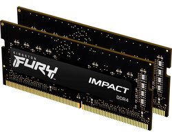 Kingston FURY Impact - Geheugen - DDR4 (SO-DIMM) - 32 GB: 2 x 16 GB - 260-PIN - 3200 MHz / PC4-25600 - CL20 - 1.2 V - niet-gebufferd - niet-ECC - zwart Kingston FURY Impact - Geheugen - DDR4 (SO-DIMM) - 32 GB: 2 x 16 GB - 260-PIN - 3200 MHz / PC4-25600 - CL20 - 1.2 V - niet-gebufferd - niet-ECC - zwart