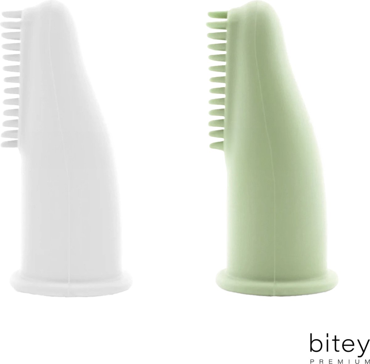Bitey Premium - Babytandenborstel - Vingertandenborstel - Duo-pack - Olive Serenity - Siliconen - Baby - Kind - Peuter